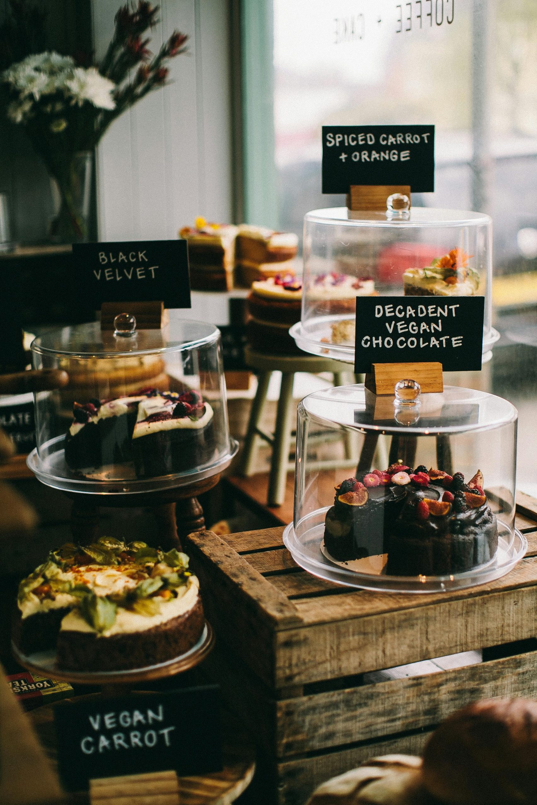 picture of vegan cakes at Frea, one of the best vegan restaurants in Berlin